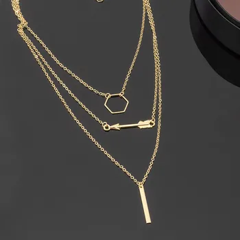 Moderan Ovjes s portret kovanica Ogrlice za žene višeslojne Zlatne Srebrne Boje Metalne ogrlice nakit Dizajn Šarm Darove za stranke