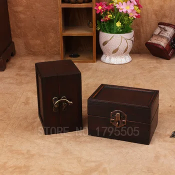Mini-nakit klasicni metalni kovčeg za pohranu drvena kutija Kineski starinski drveni zlatarnica klasicni kontejner ručni rad, organizacija