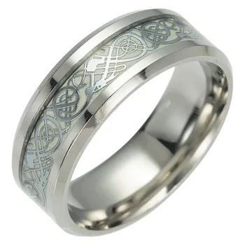 Svijetao prsten s uzorkom Zmaj u kineskom stilu od титановой čelika Prsten za muškarce i žene Hip-hop Nakit TT@88