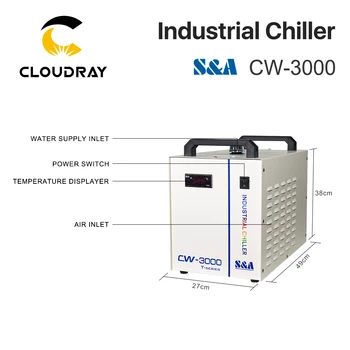 Industrijski Hladnjak vode Cloudray S&A CW3000 za laser гравировальной rezanje CO2, Hlađenje 60 W 80 W Lasersku Cijev DG110V AG220V
