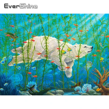 Evershine Diamond Mozaik Medvjed Vez križem DIY Diamond Slikarstvo Slika s prikazom životinja Vez Pun Trg Bušilica Hobi Ručni rad