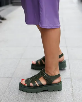 Ženske svakodnevne kožne sandale ribar Nove ljetne trendove 2021 u modernom stilu sa otvorenim vrhom na otvorenom, Plaža ženske papuče