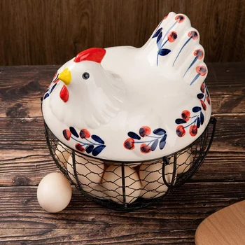 Košara za pohranu kokošjih jaja za svježa Jaja,radna ploča od Crne Metalne Rešetke sa keramičkim Držač za jaja