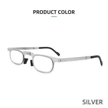 IENJOY Naočale za čitanje od Nehrđajućeg Čelika s plavom svjetlošću, blokiranje Naočale Za muškarce, Naočale za dalekovidost, Sklopivi Mini-naočale u okvirima