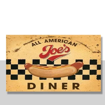 Snack bar Joe 50 - ih godina Američki Hot dog Klasicni Starinski Hrane Poklon, Mali Metalni Жестяная Firma