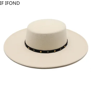 Velika polja 10 cm Vune osjetio kape šeširi sa zonama Za žene i Za muškarce Klasični Britanski stil Večernja haljina Jazz kapu Panama Crkvenu šešir