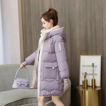 Пуховик ženski 2021 zima novi stil korejski besplatno srednje dužine, velike veličine debela jakna na obloge