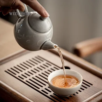 WIZAMONY 200 ml ledeno siva glazura čaj Japanski keramički čajnik Kung-fu čaj čaj mali čaj