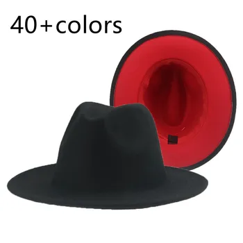 Kape za žene Šarenilo Različitih boja Unutar Crvene boje s crvenim dnom Kape za muškarce Osjetio Panama šeširi Osjetio kape Srebro De Мухер
