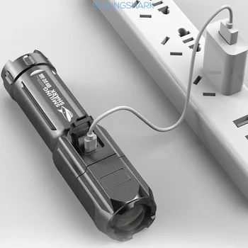 Nove 3 Način rada USB-Punjiva LED Svjetiljka Baklja Jaka Svjetlina Svjetiljku Jaka Svjetlost High Power Zoom Vanjska Rasvjeta