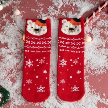 Božićne čarape s uzorkom Santa Los, Toplo Pamučnim Prosječna cijev, Šarene Novost, Ukras Posade, Božićne darove, Novu godinu, Sretan 2022