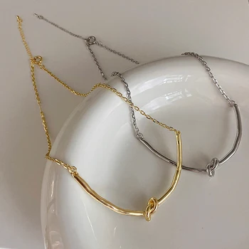 GSOLD Nova Moda Geometrijski Metalni Čvoraste Privjesak Ogrlica Jednostavan Zlatna Srebrna Boja je Karika Lanca Trendi Ženski ključne kosti Lanca