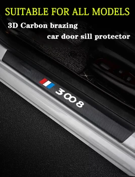 Za Peugeot 3008 GT Line 2018 2019 Naljepnica na prag vozila 4 kom. Naljepnice od karbonskih vlakana Auto na Pedale Zaštitnik prag Kožne naljepnice