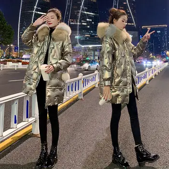 Ženska nova sjajna dolje jaknu 2021, korejski zima стеганая jakna srednje dužine, slobodna стеганая jakna ženska jakna