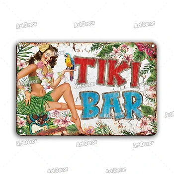 Aloha Tiki Bar Art Poster Жестяная firma Starinski Beach Bar, Pub Dekor Pribor Klasicni Osoba Špilja Slatki Ukras Kuće Metalna Pločica Znak