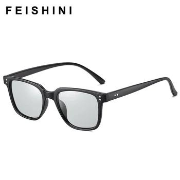 Brand FEISHINI Pravokutni sunčane naočale za muškarce s polarizirani zaštitom od uv zračenja, Sigurno noćni vid, Žute Naočale za vožnju, Photochromic