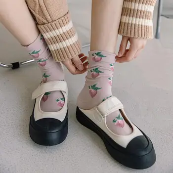 Čarape Ženske 2021 Novi Jesenski modni Posada Ženske čarape Prozračna Slatka od voća, pamuk duge čarape, u korejskom stilu Ženske Čarape