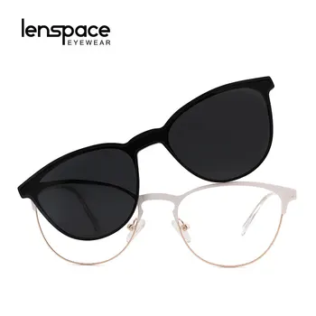 Lenspace Polarizovana Okrugle Sunčane naočale Gospodo Magnetska Isječke Na naočalama TR90 Optički Pribor recept za muškarce Rimless za naočale