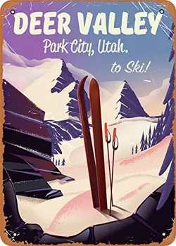 Park City Deer Valley, Utah, Za Skijanje Plakat Жестяная firma Metalna pločica Home Skijalište Ukras Zidova, Pločica Metalna Ploča 12*8 cm