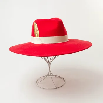 Vuneni jazz osjetio kape unisex osjetio šeširi sa perom kape za fotografije crkvenu šešir za muškarce i žene ravnici osjetio kape britanski osjetio kape