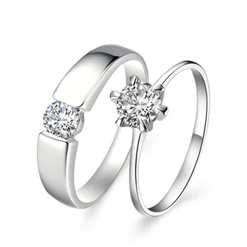 Veleprodaja Lijepa moda Vjenčanje college srebrna boja CZ Cirkon crystal Par Prstenova nakit žene muškarci plemenito prsten vruće poklon