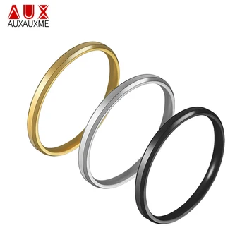 Auxauxme Titan Nehrđajući Čelik 1 mm Jednostavni Prsten Za žene i Za muškarce Čelik/Zlato/Rose Gold Glatka Vjenčano Prstenje Nakit