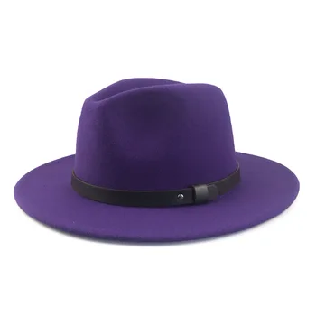 Monotono muška ženska kapu s velikim poljima Фетровая šešir u britanskom stilu Klasične polucilindar za prom Vintage mornarska jazz šešir je Modni zona Jesen zima