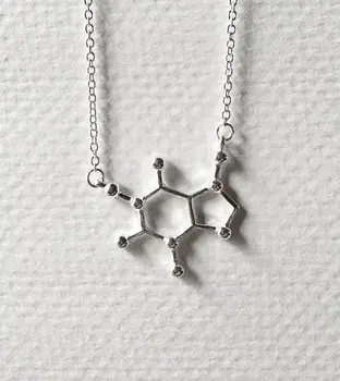 Kemijski Kave Je Kofein Molekularna Molekula Znanstvena Struktura Ogrlica, Lanac Ogrlica Formula Dopamina Vode Privjesak Donje Šarm