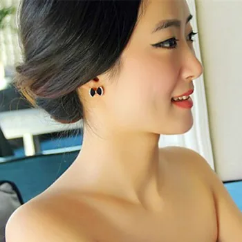 2021 Nova Vruća Moda Jednostavne Berba Metalne Naušnice sa crnim lukom Ženski Nakit za uši za žene