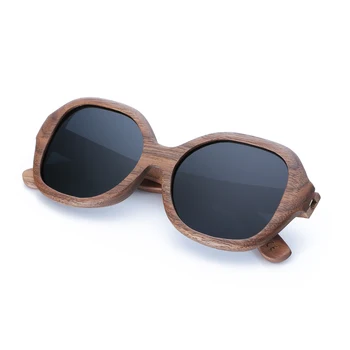BerWer Crni orah Drvene polarizirane sunčane naočale Gospodo Vintage naočale sa zaštitom od uv zračenja ženske bambus naočale s poklon paketima pluta torbicom