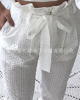 Bijele šuplje držači hlače Hlače-zvono dno s pojasom ženske hlače