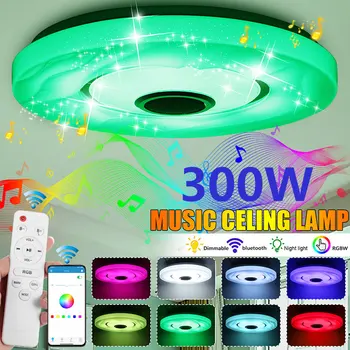300 W RGB Zatamnjen Music stropna svjetiljka s daljinskim upravljanjem programima plafonjere AC180-265V za home varijante zvučnika, Bluetooth