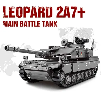 Vojni Tenkovi Challenger Leopard 2A7+ Glavni Borbeni Tenk Vojnici i Policajci Gradivni Blokovi Vojne Cigle Vojne Djeca Dječje Igračke, Pokloni