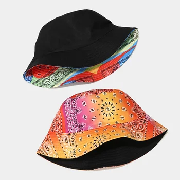 Paisley Kantu Šešir Ženska Moda Pamuk Plaža Kape Od Sunca Reverzibilni Bob Uvodni Ženski Cvijet Panama Šešir Ribarski šešir