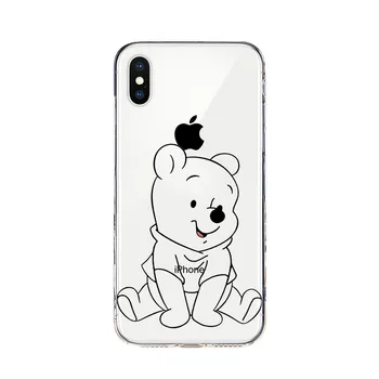 Winnie Pooh je Linija Silikon Mekana Torbica za Apple iPhone 13 12 11 Mini Pro XS MAX XR X 8 7 6 5 SE Plus Torbica za telefon