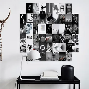 50 kom. Crno - bijela Umjetnička slika za zid kolaž Skup Estetske prirode Geometrijski Arhitektura Razglednica Dekor za tapete