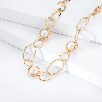 Nepravilan Krug Bisera Ogrlice Ogrlice za žene 2021 Vintage Geometrijski Ogrlice Vintage Zlatne ogrlice Ogrlice Femme Nakit