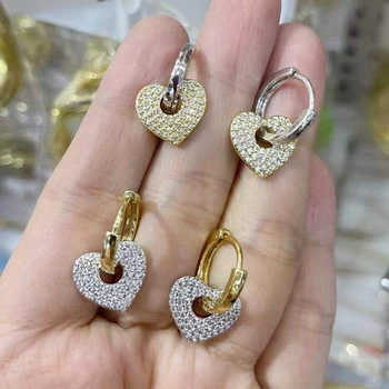 10 mješovitih Parova boja naušnice u obliku srca mješoviti srebrne i zlatne boje nakit privjesci u obliku srca naušnice-prsten za žene