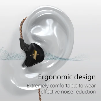 Kz edx 1dd dinâmico no ouvido fone de alta fidelidade dj monitor fones de ouvido esporte com cancelamento de ruído fone de ouvid