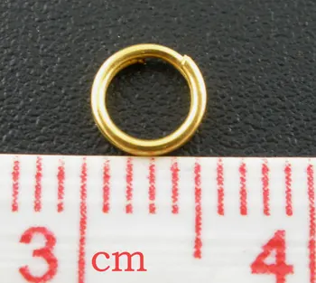 Prsten za skakanje od legure s prorezom Okruglog Zlatne Boje, Promjera 5 mm( 2/8 inča), 350 kom. nove