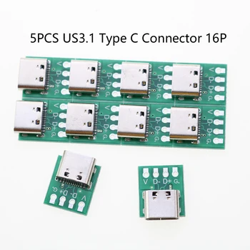 Conector USB 3,1 tipo C,adaptador placa de Tipo PCI de prueba 16 Pines,Conector de 16 P para transferencia de Cable línea datos