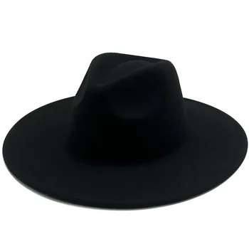 Фетровая šešir s velikim poljima nova podesiva muška фетровая šešir 9,5 cm u dvije boje s obrubom jazz šešir, velike veličine od devine dlake zimsku kapu, šešir muška