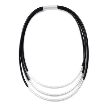 Nova moda tri sloja crne PU kabel legura cijevi magnetna kopča ogrlice za žene nakit