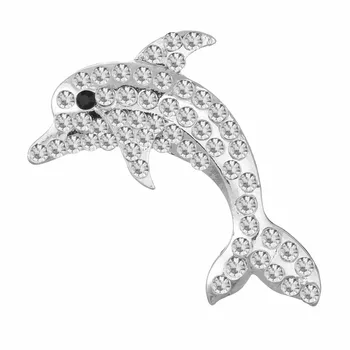 Gumb Besplatna dostava delfin godina morskog konjica gorski kristal gumb 38 mm DIY ukras Poziv Dodatak 10 kom./lot(BTN-5483)