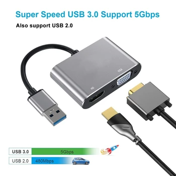 Visoka Kvaliteta USB 3.0 na HDMI VGA Adapter Dvostruki Zaslon USB to VGA HDMI Konverter Kabel za 1080 P MacBook Windows Računalo 7/8/10