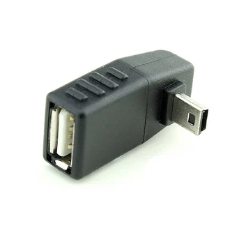 90 Stupnjeva USB Ženski na Mini USB Muški Dolje pod pravim kutom Lijevi Kut GORE OTG Adapter za Auto tableta AUX Crna Desno Lijevo Dolje