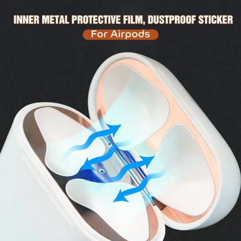 Metalni ultra-tanki clamshell to Zaštita od prašine Opcionalno za Apple AirPods Zaštitna oznaka za kožu za zračni mahune Naljepnica poklopac kućišta