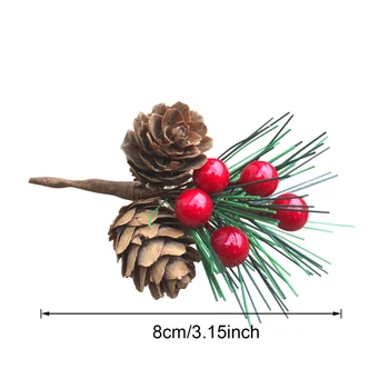 Vijenac Za Svečani Početak Dekor Simulacija 10 kom. 8 cm Lažni Crveni Cvijet Božićna Bobica I Pine Kvrga Bira Grane