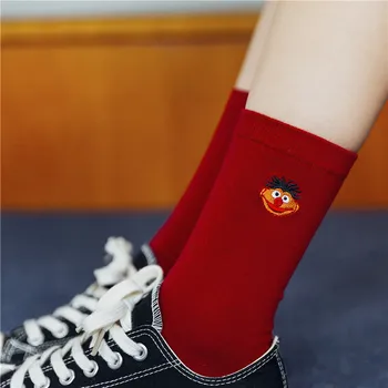Čarape iz crtića Ženske čarape Cookie Monster Elmo Ulica Sezam Čarape za djevojčice Ženske zabavne slatka sretne čarape Pamučne čarape Skarpety