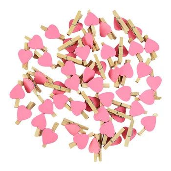 50 kom./lot Mini Šarene Ljubavi Srce u obliku Drvenih stezaljke ručne izrade Fotografije Papira Clothespins za Ukrašavanje odjeće za dom za rođendan